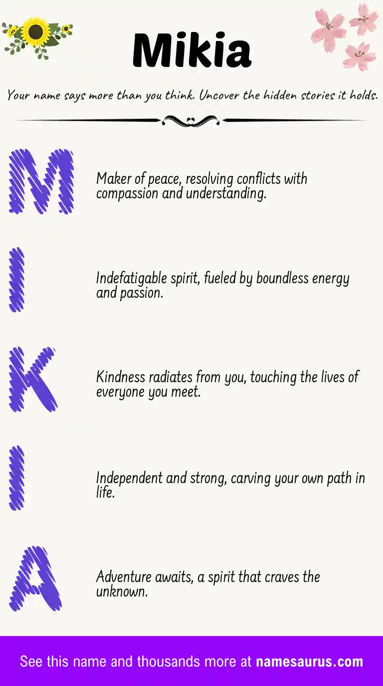 Acrostic poem about Mikia.