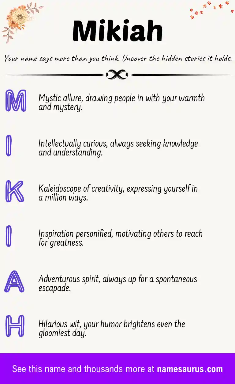 Acrostic poem about Mikiah.