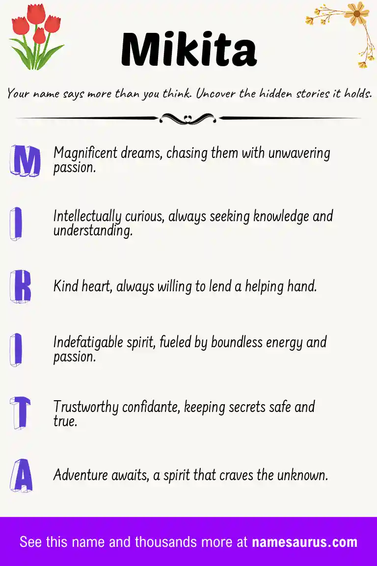 Acrostic poem about Mikita.
