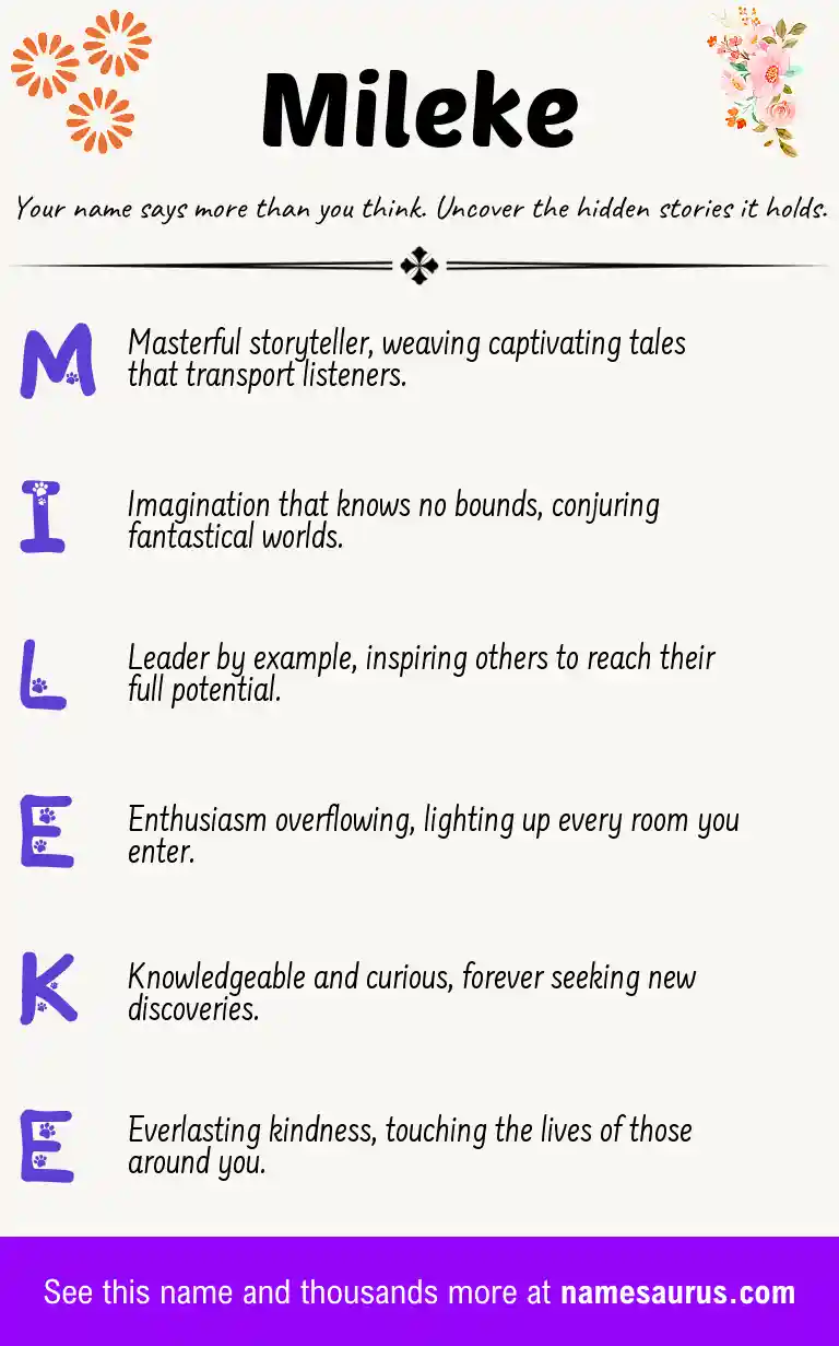 Acrostic poem about Mileke.