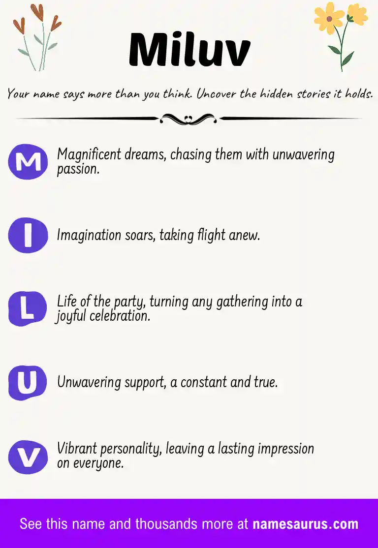 Acrostic poem about Miluv.