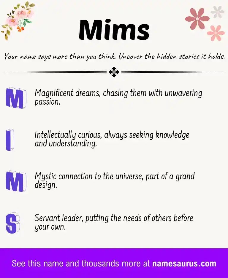 Acrostic poem about Mims.