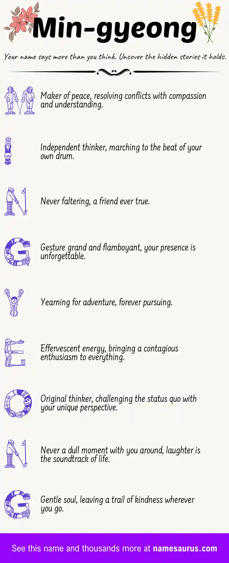 Acrostic poem about Min-gyeong.