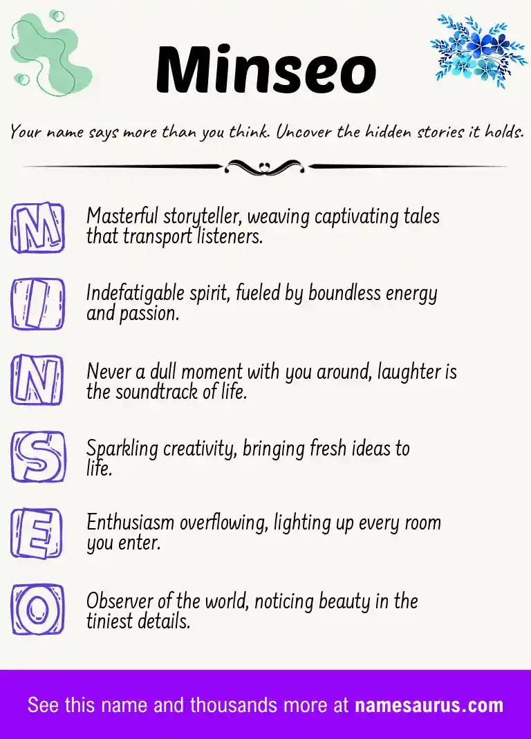 Acrostic poem about Minseo.