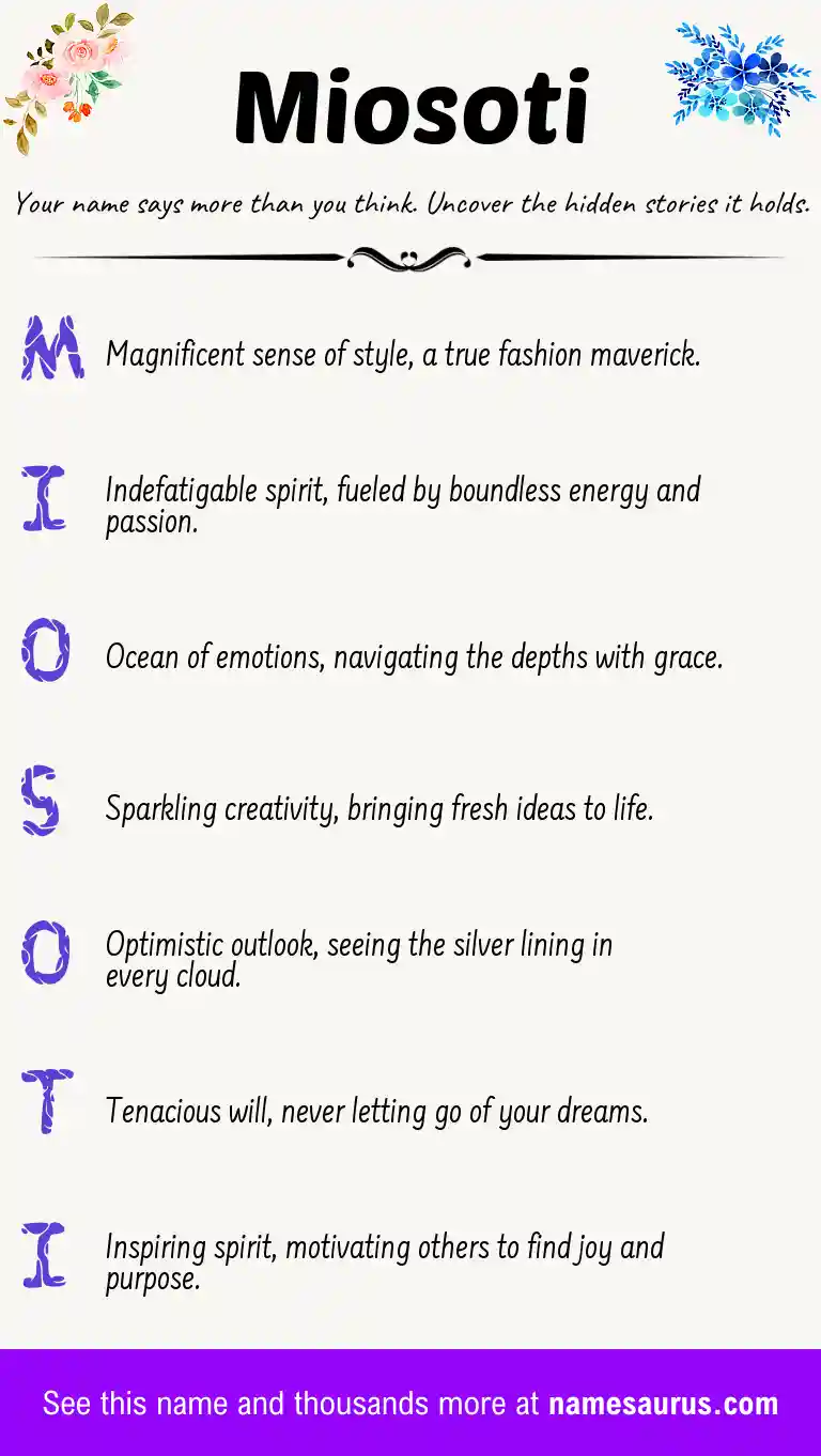Acrostic poem about Miosoti.