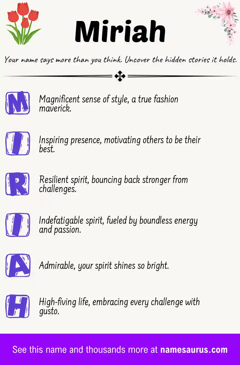 Acrostic poem about Miriah.