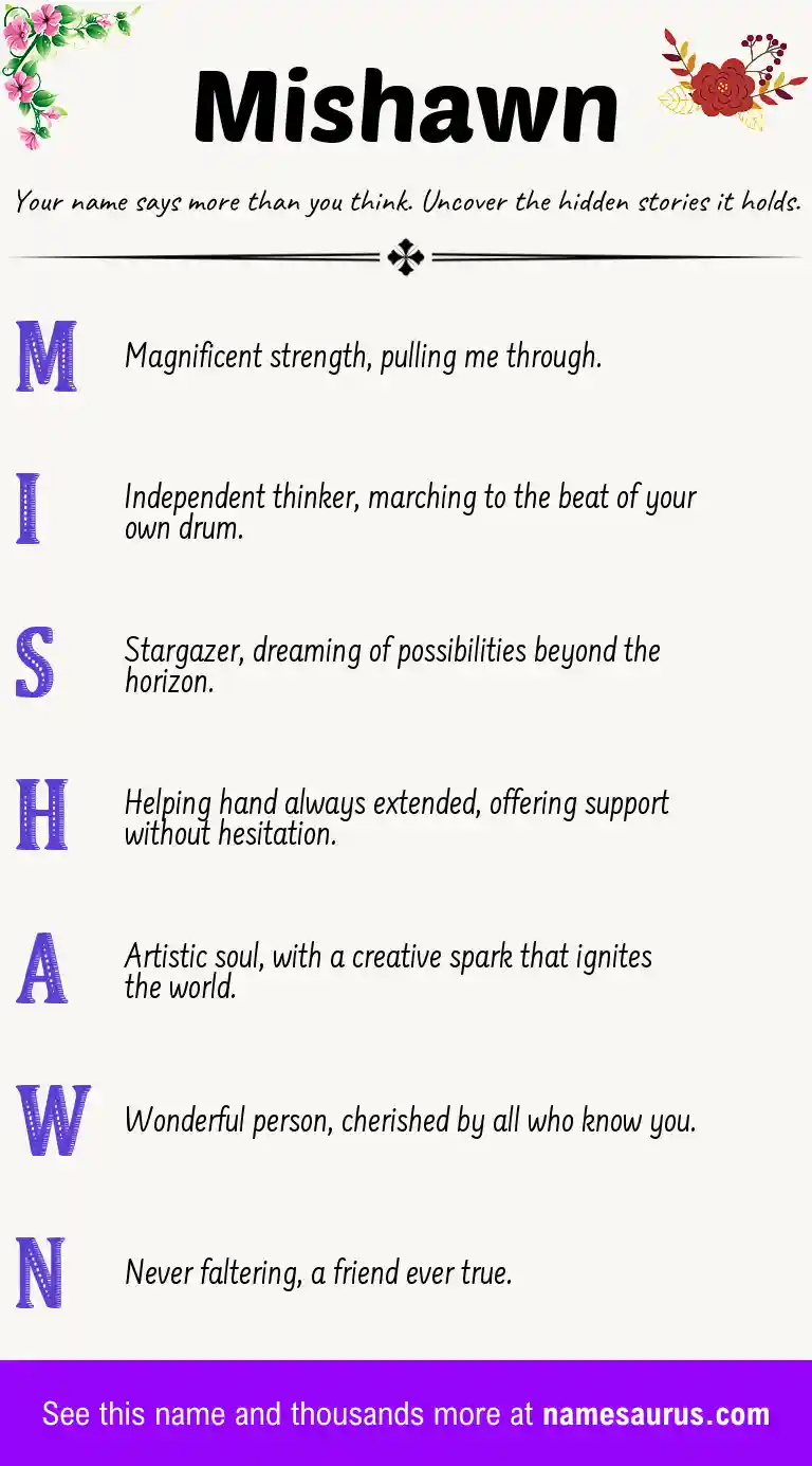 Acrostic poem about Mishawn.