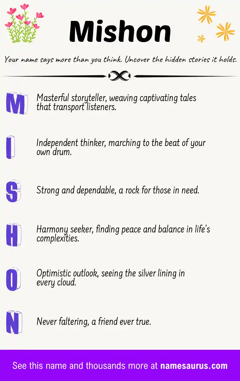 Acrostic poem about Mishon.