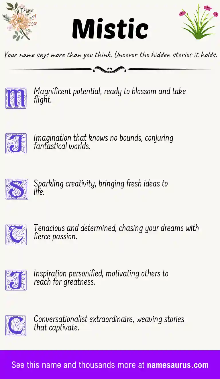 Acrostic poem about Mistic.
