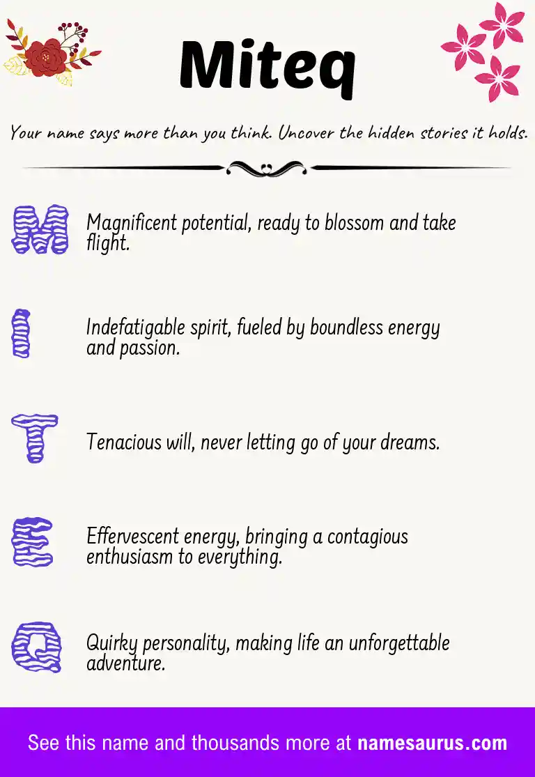 Acrostic poem about Miteq.