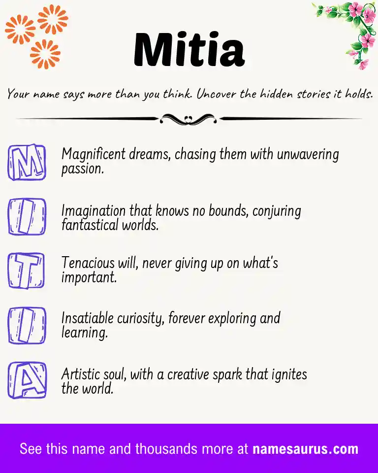 Acrostic poem about Mitia.
