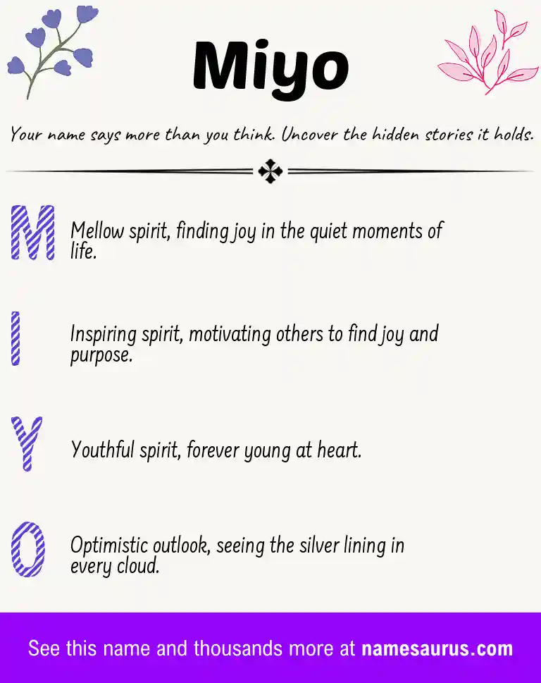 Acrostic poem about Miyo.