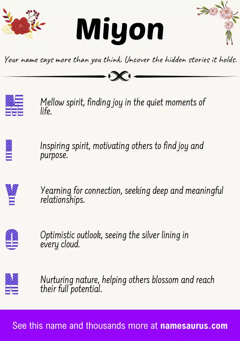 Acrostic poem about Miyon.