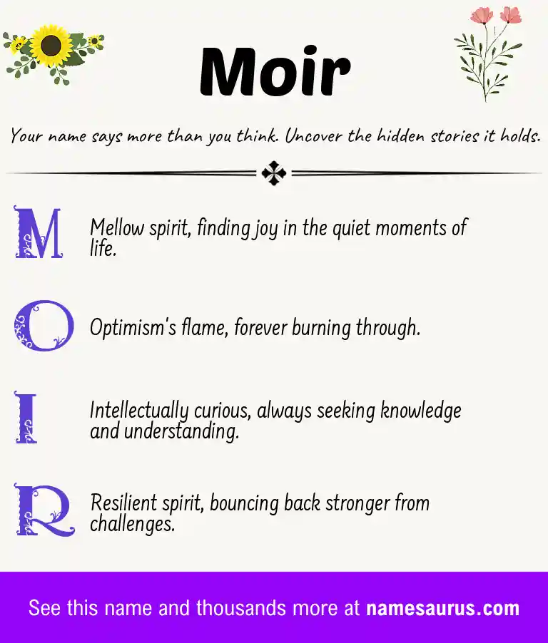 Acrostic poem about Moir.