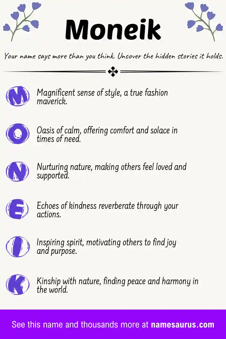 Acrostic poem about Moneik.