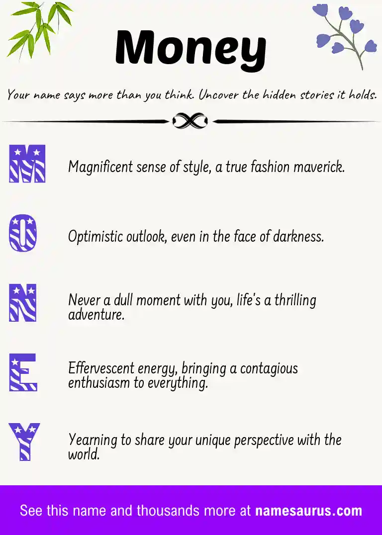 Acrostic poem about Money.