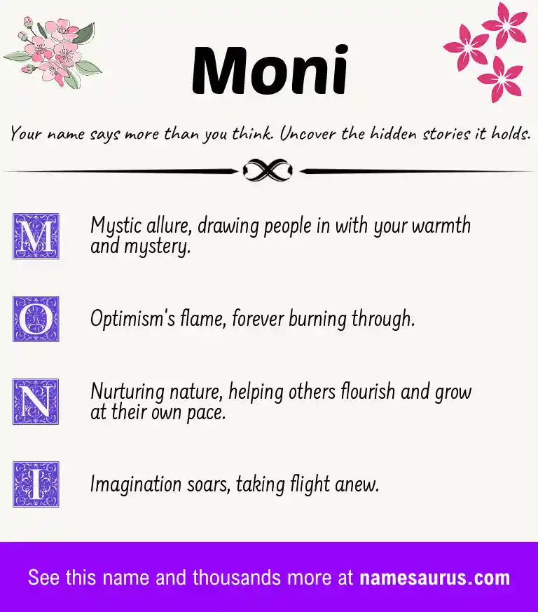 Acrostic poem about Moni.