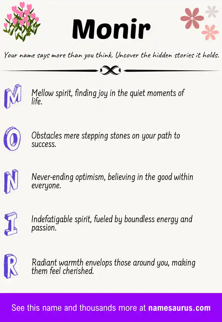 Acrostic poem about Monir.
