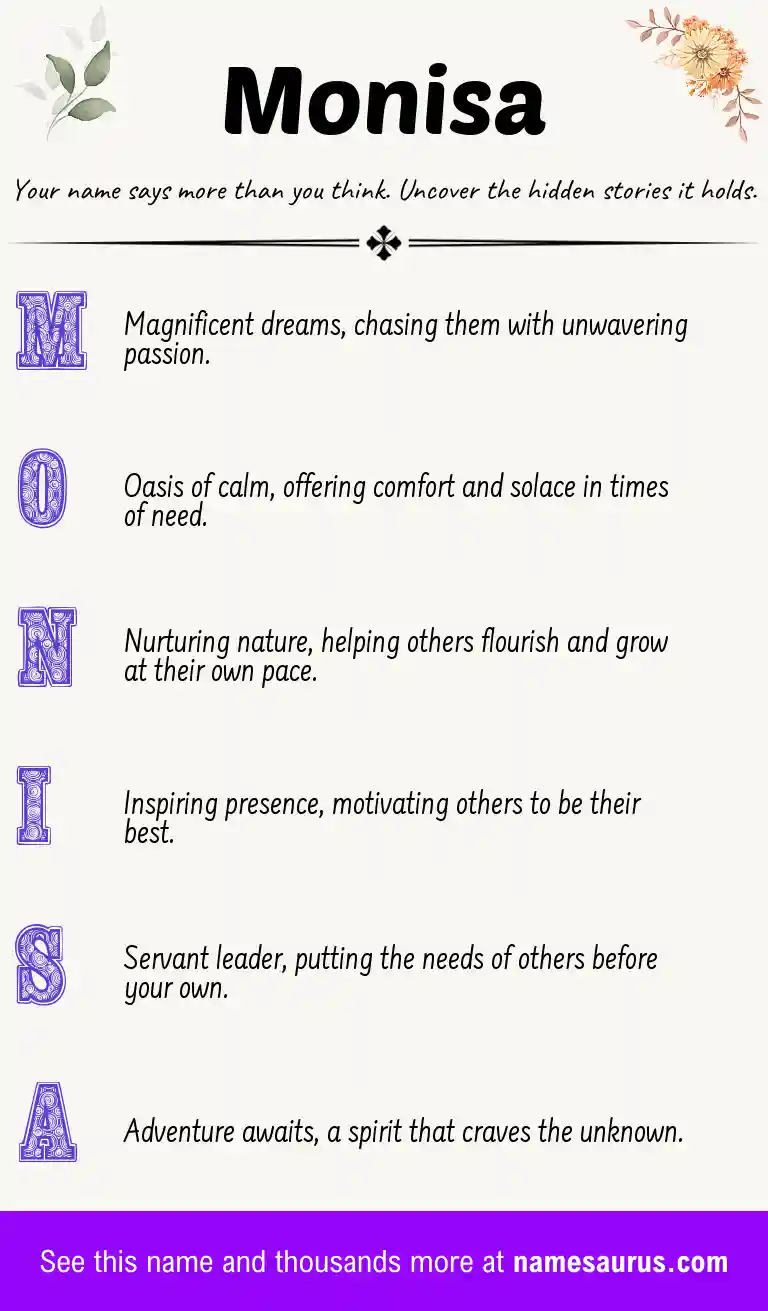 Acrostic poem about Monisa.