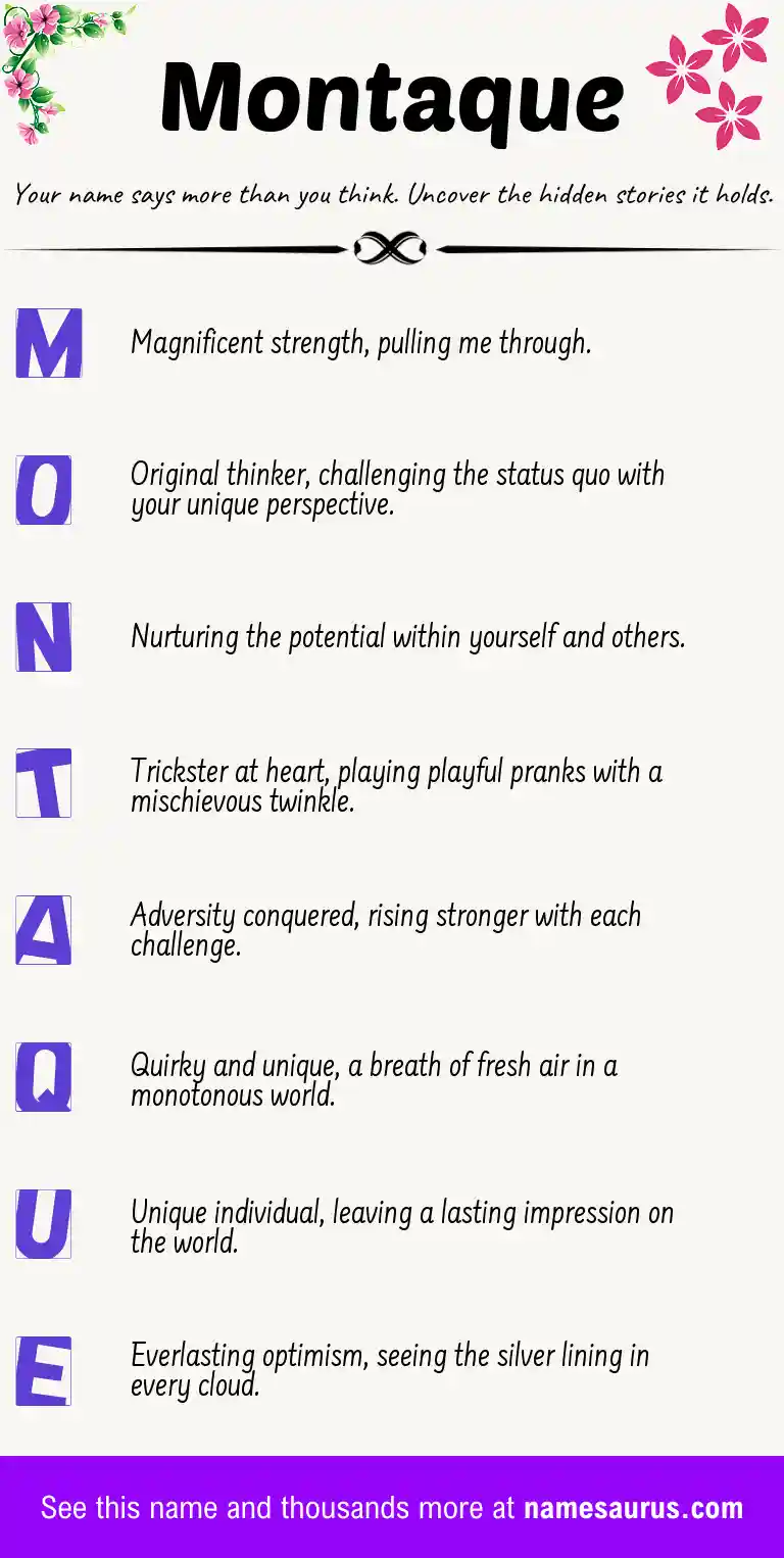 Acrostic poem about Montaque.