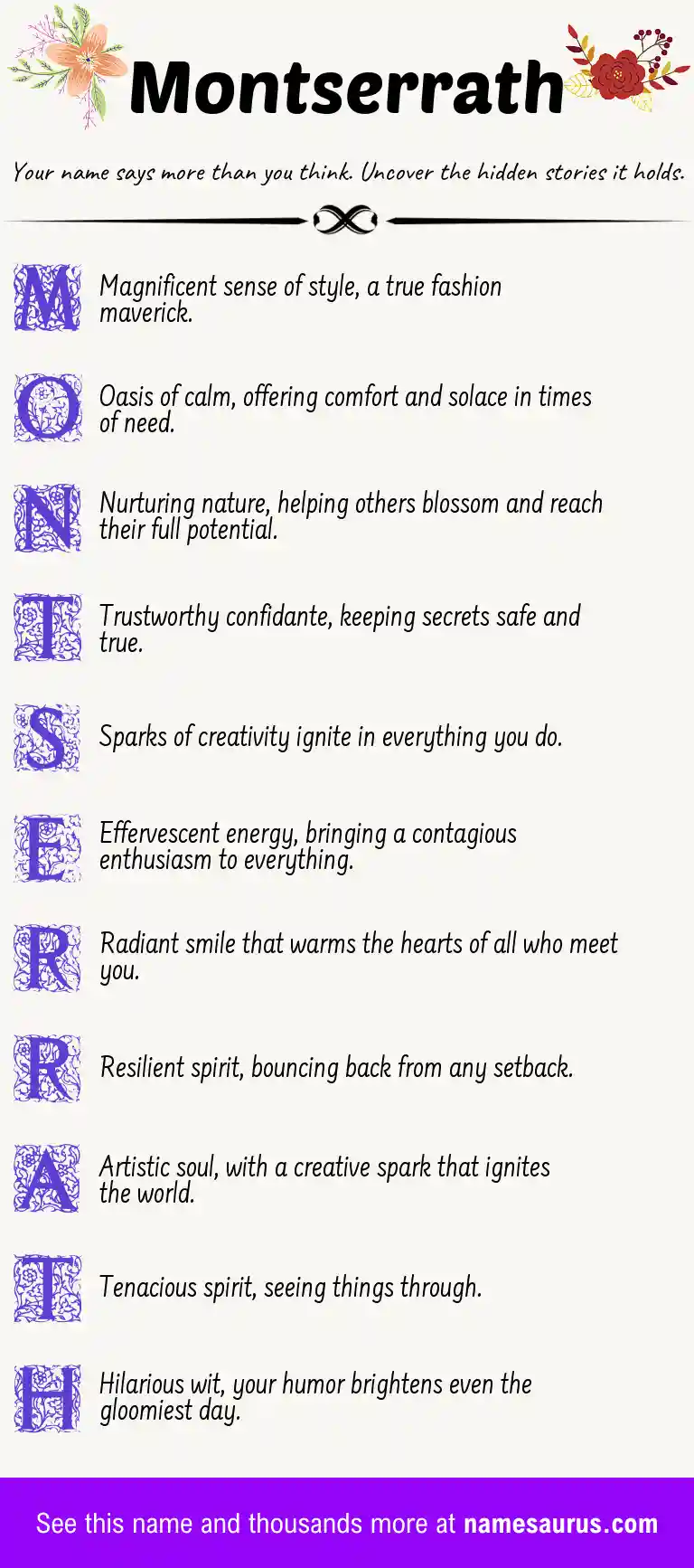 Acrostic poem about Montserrath.