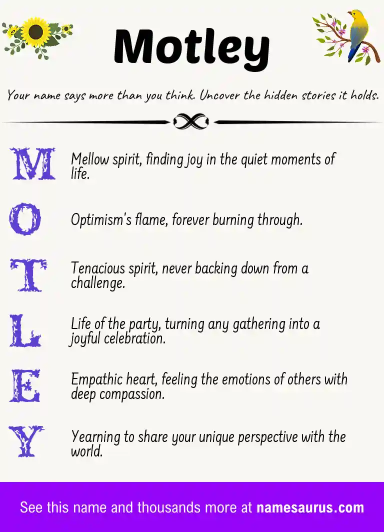 Acrostic poem about Motley.