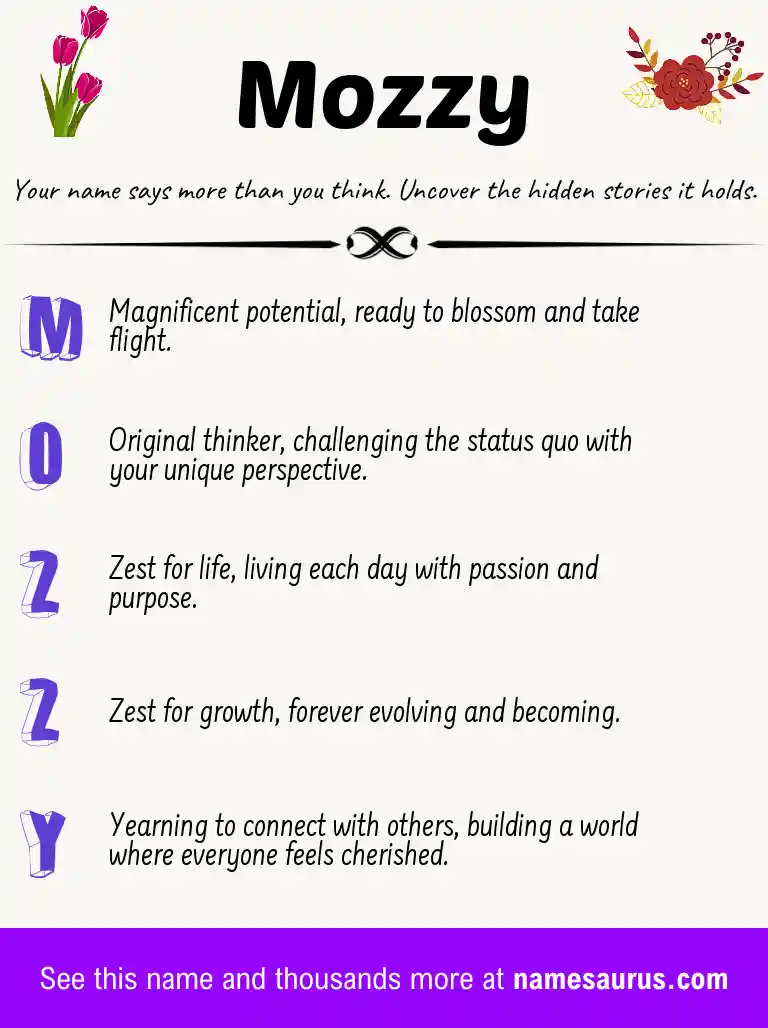Acrostic poem about Mozzy.