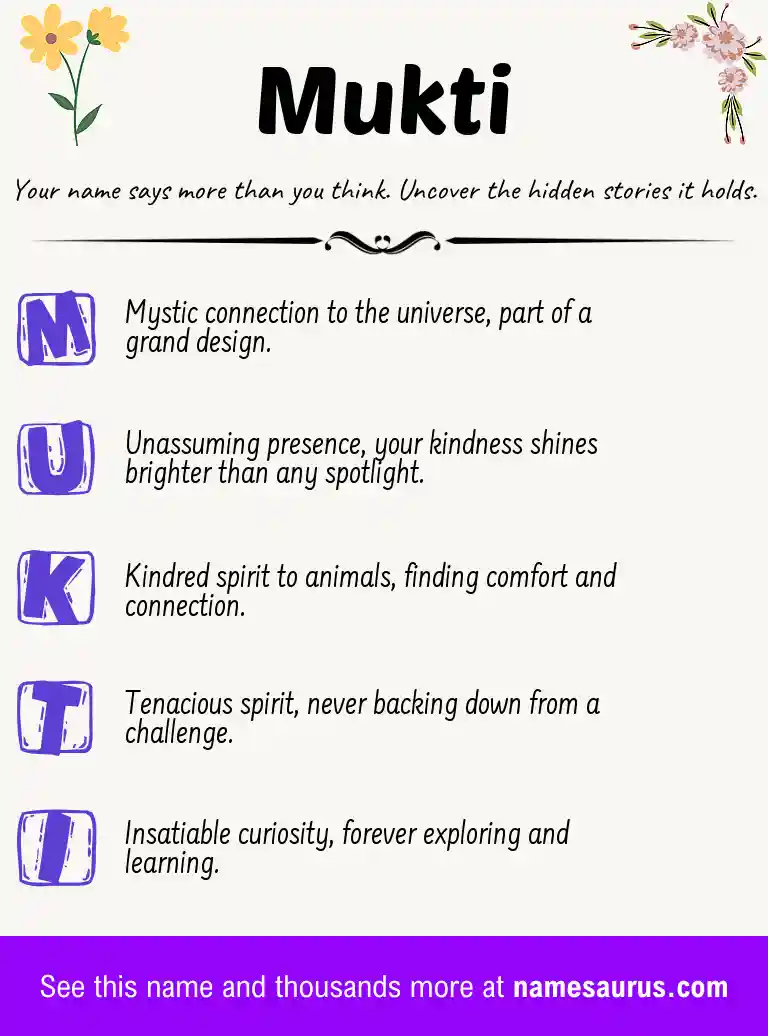 Acrostic poem about Mukti.