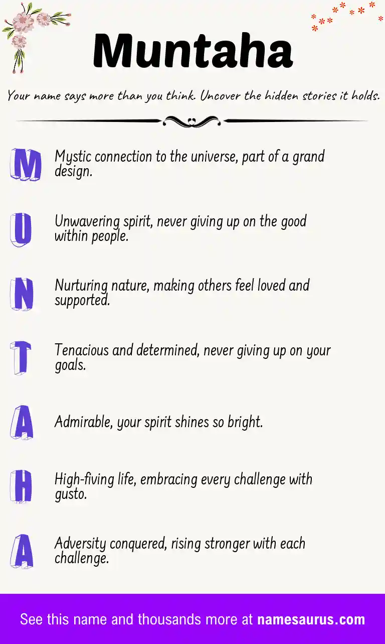 Acrostic poem about Muntaha.