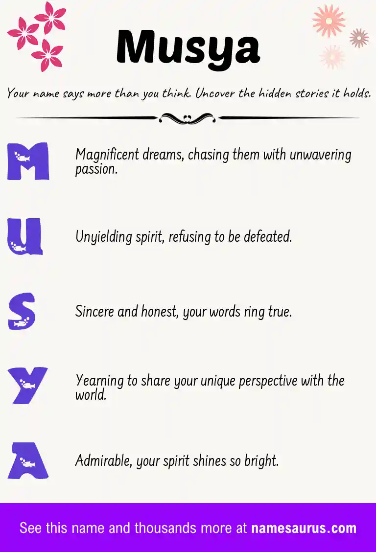 Acrostic poem about Musya.