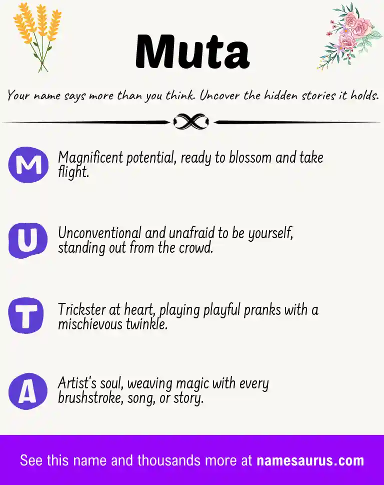 Acrostic poem about Muta.