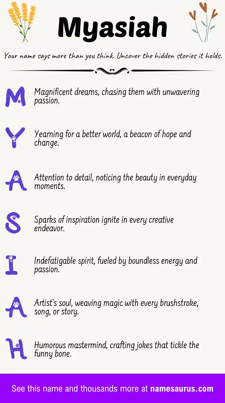 Acrostic poem about Myasiah.