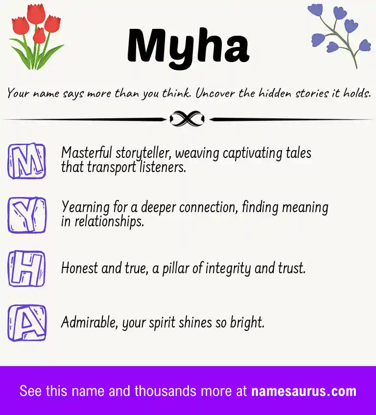 Acrostic poem about Myha.