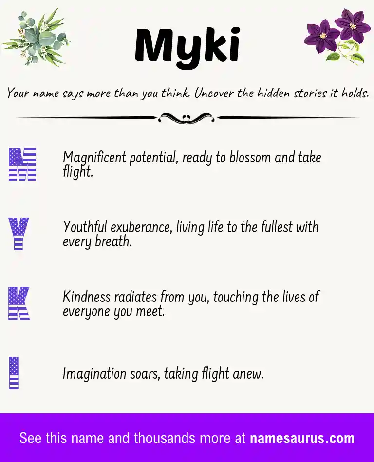 Acrostic poem about Myki.