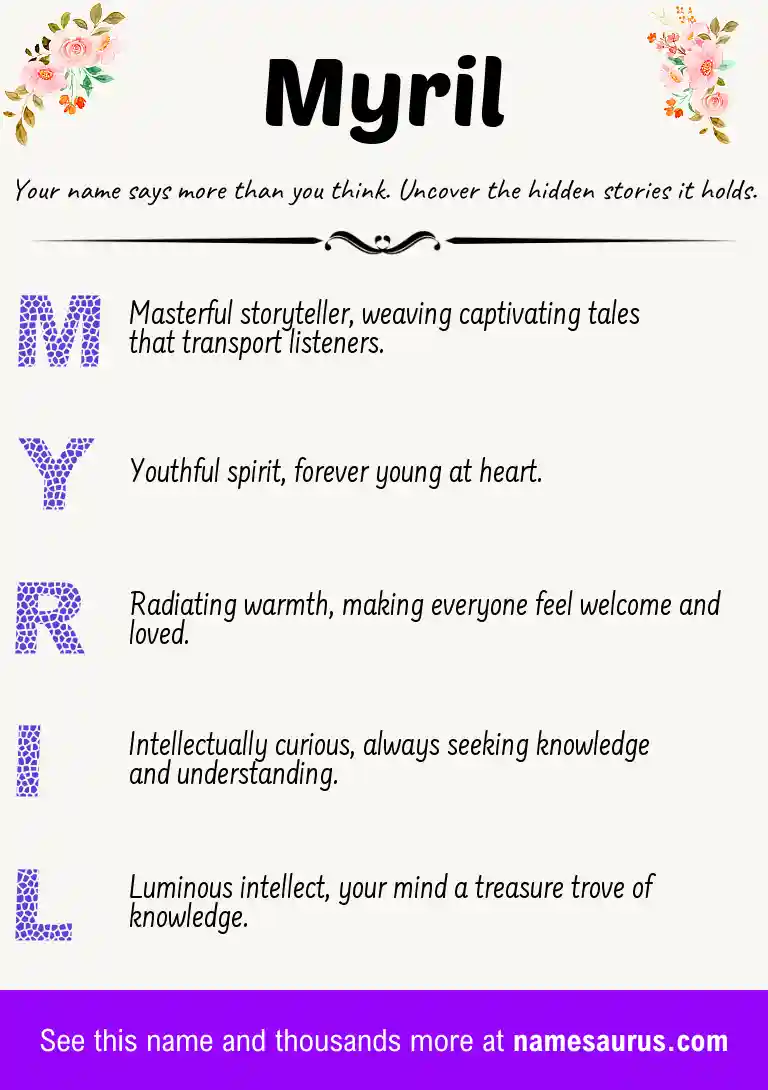 Acrostic poem about Myril.