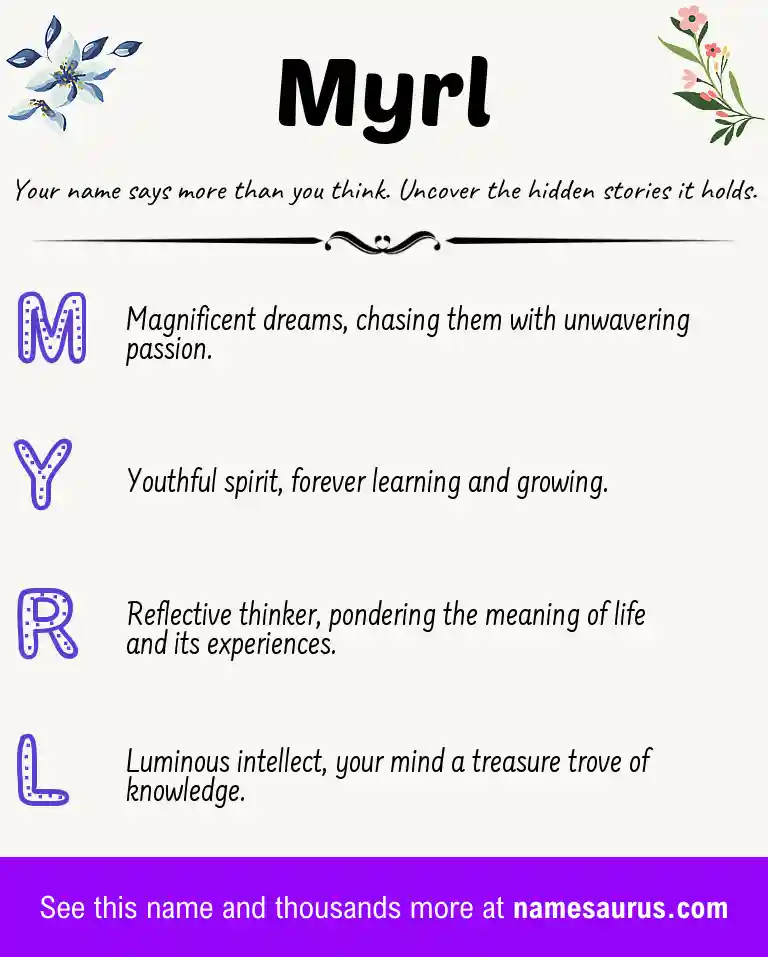Acrostic poem about Myrl.