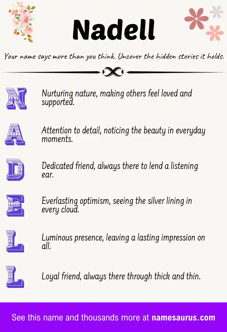Acrostic poem about Nadell.