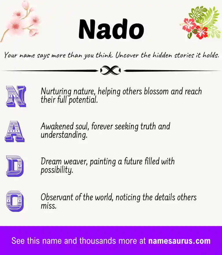 Acrostic poem about Nado.