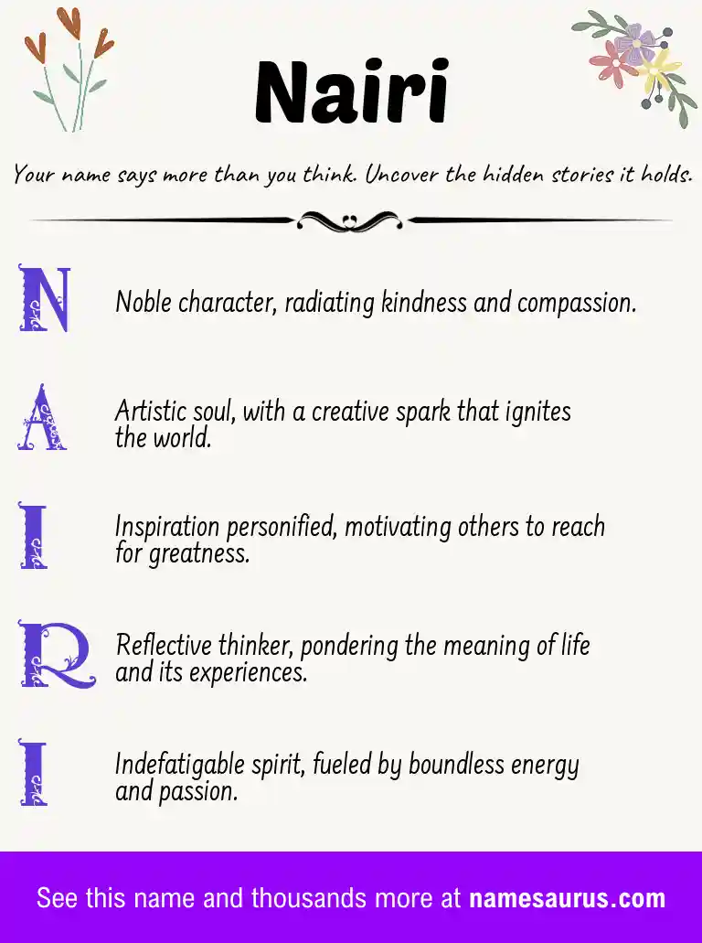 Acrostic poem about Nairi.