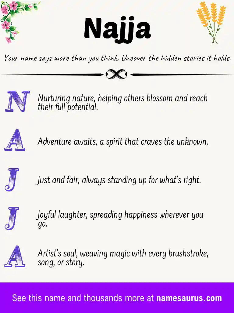 Acrostic poem about Najja.
