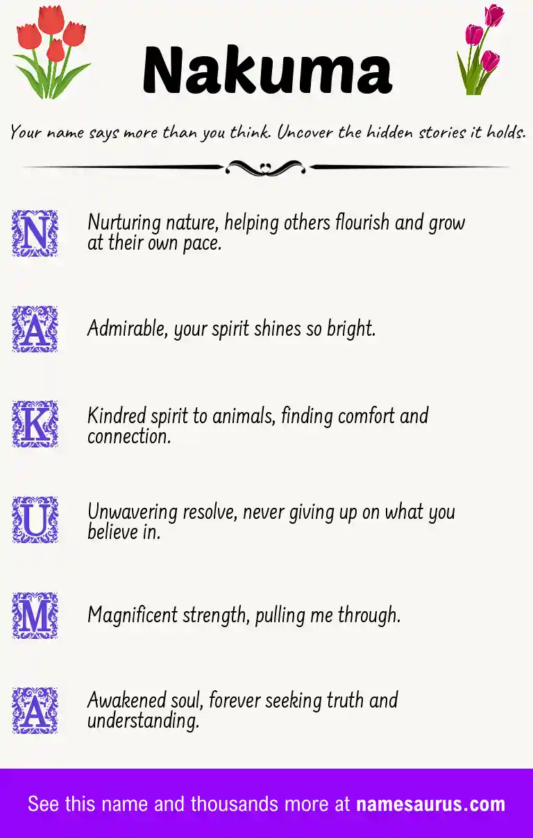 Acrostic poem about Nakuma.