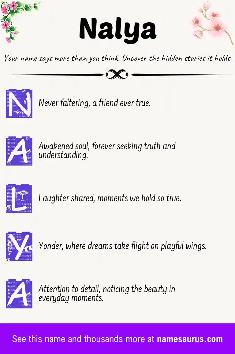 Acrostic poem about Nalya.
