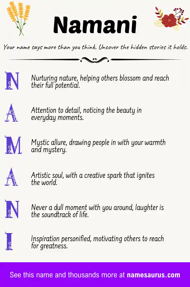 Acrostic poem about Namani.