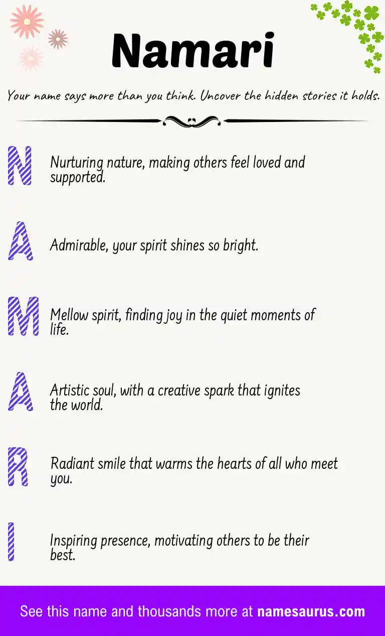 Acrostic poem about Namari.
