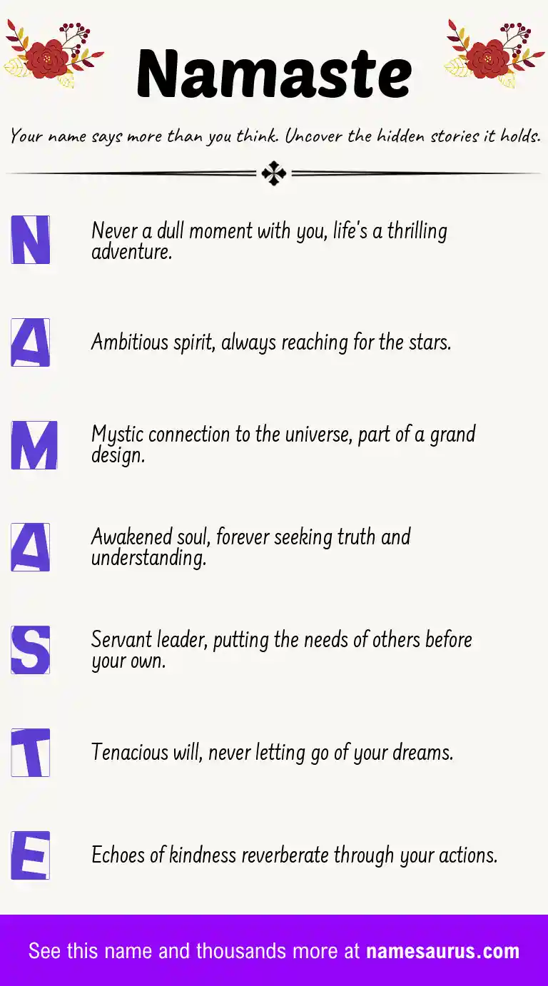Acrostic poem about Namaste.