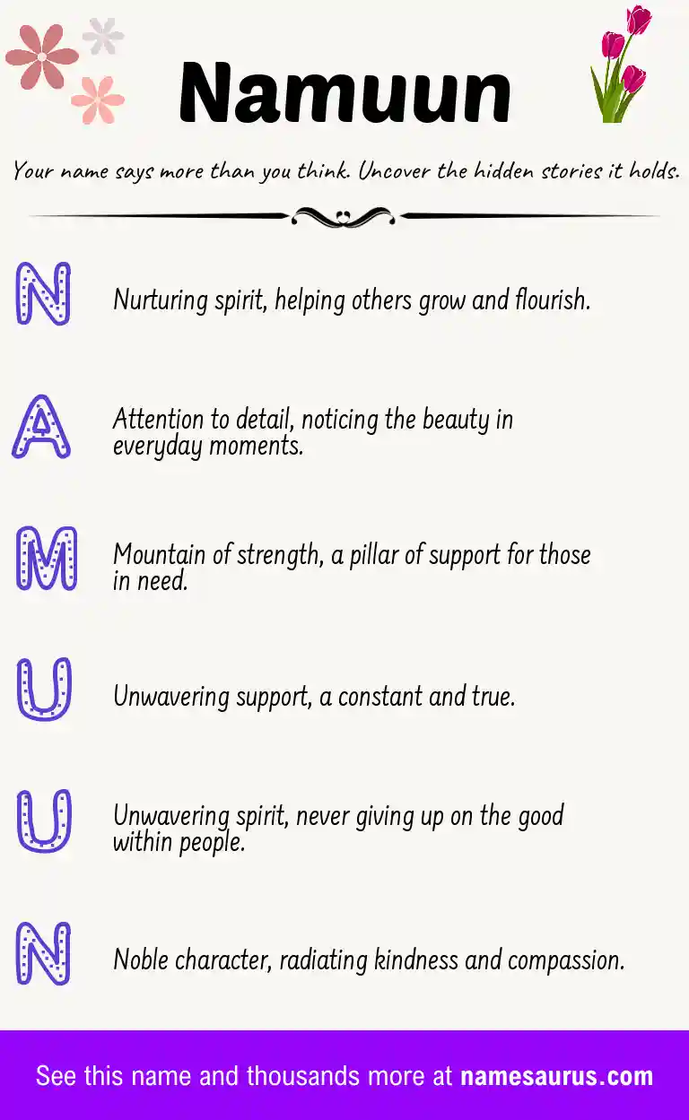 Acrostic poem about Namuun.