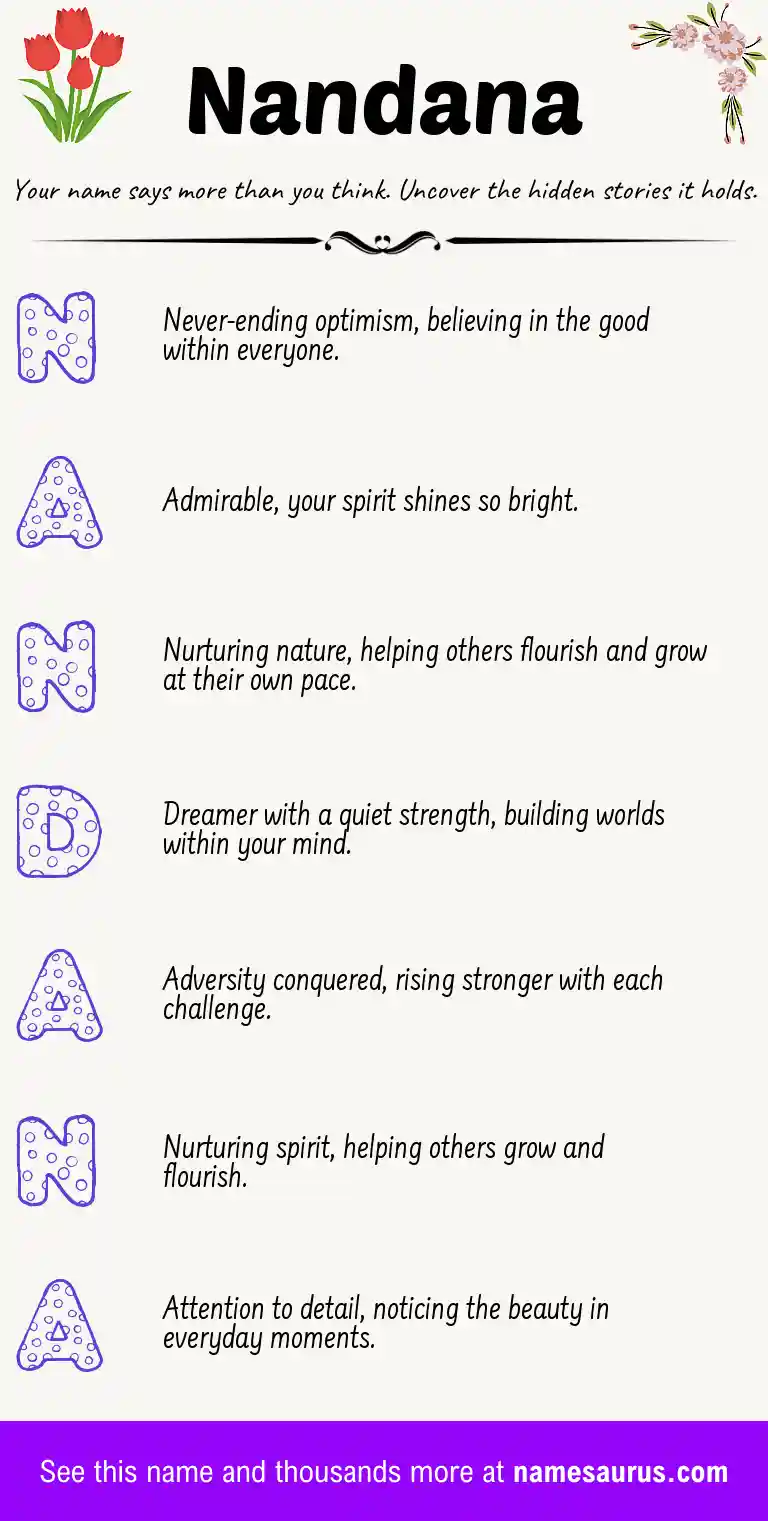 Acrostic poem about Nandana.