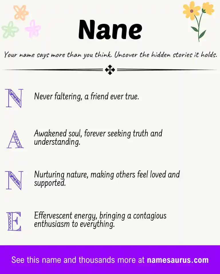 Acrostic poem about Nane.