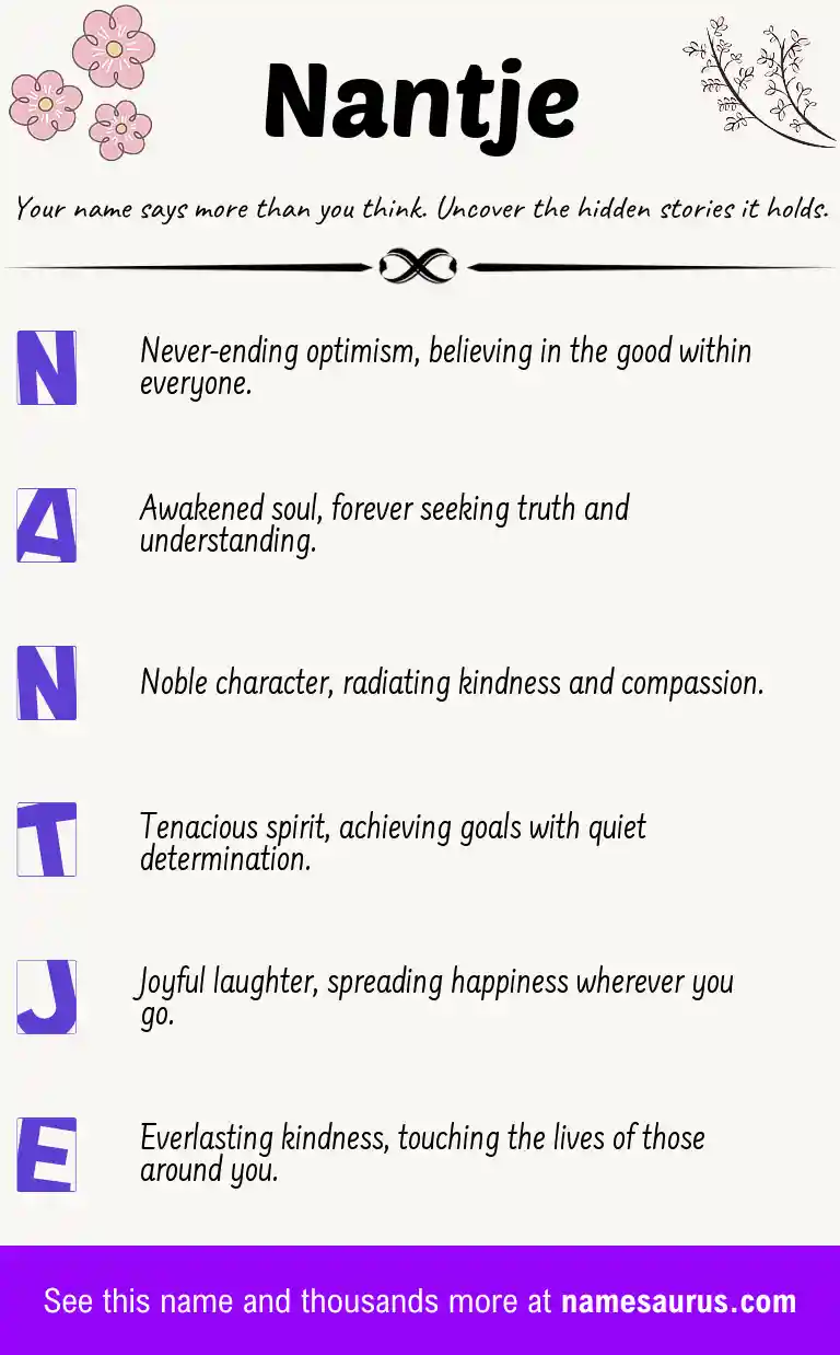 Acrostic poem about Nantje.