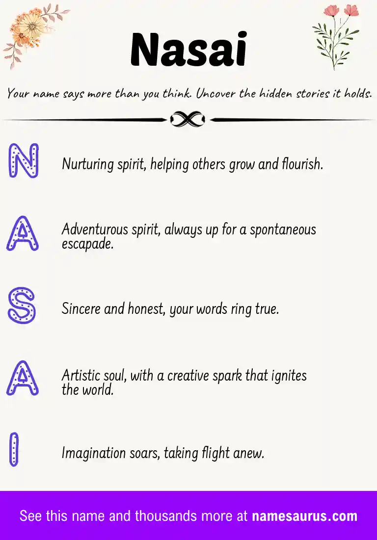 Acrostic poem about Nasai.
